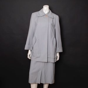 50s Dress Suit Horizontal Blue Mauve Stripe